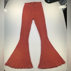 Free People Bell Bottoms Flare Leg Knit Ribbed Pull On Pants Size S Stretch